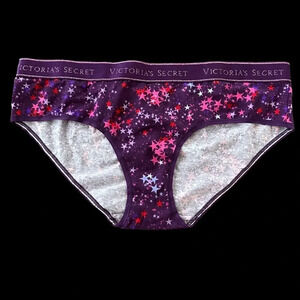 NWOT Victorias Secret Size XL Purple Hipster Hiphugger Star Print Panties Pink